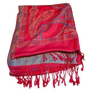 Pashmina silk blend paisley floral scarf wrap